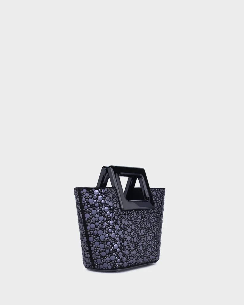 Marina Raphael BABY RIVIERA IN GUNMETAL EMBELLISHED SUEDE