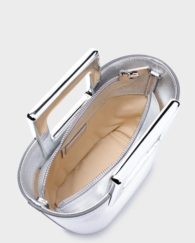 Marina Raphael BABY RIVIERA IN SILVER RIBBED LEATHER