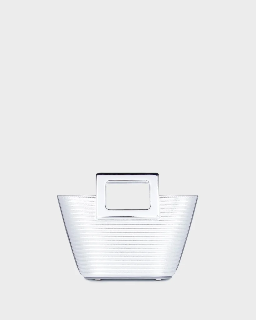 marina raphael BABY RIVIERA IN SILVER RIBBED LEATHER