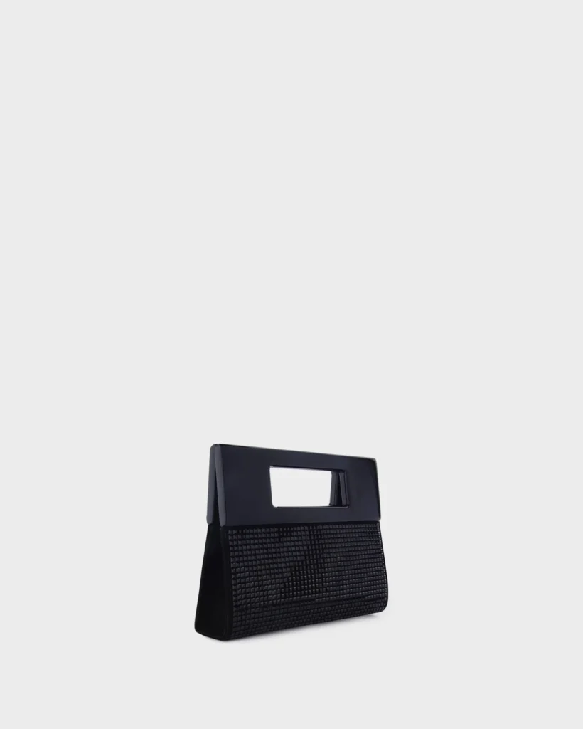 Marina Raphael LONG MICRO BELLA IN JET EMBELLISHED SUEDE