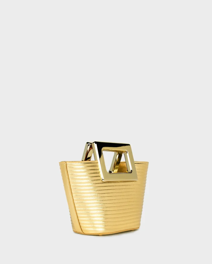 Marina Raphael BABY RIVIERA IN GOLD RIBBED LEATHER