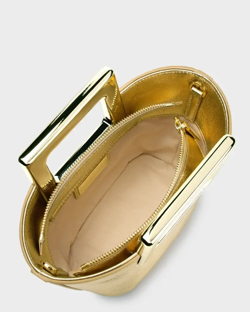 Marina Raphael BABY RIVIERA IN GOLD RIBBED LEATHER