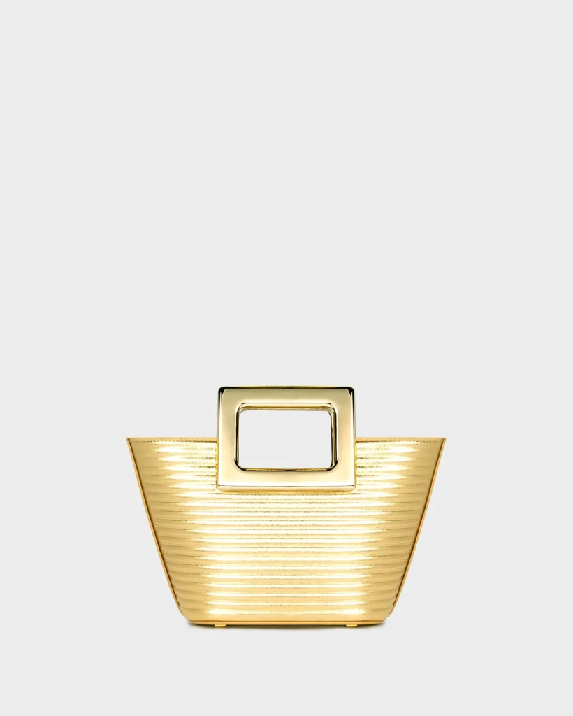 marina raphael BABY RIVIERA IN GOLD RIBBED LEATHER