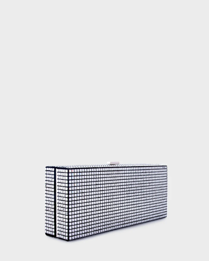 Marina Raphael CASSIE CLUTCH IN SILVER CRYSTAL