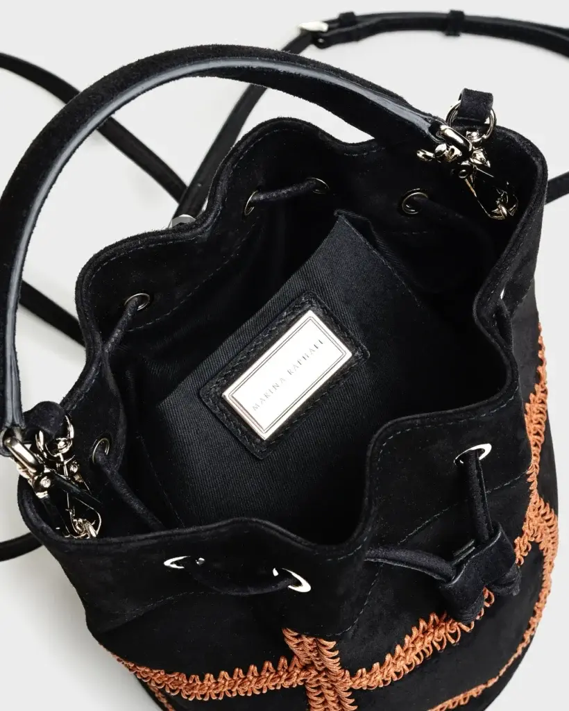 Marina Raphael ESTELLA IN BLACK CROCHET SUEDE