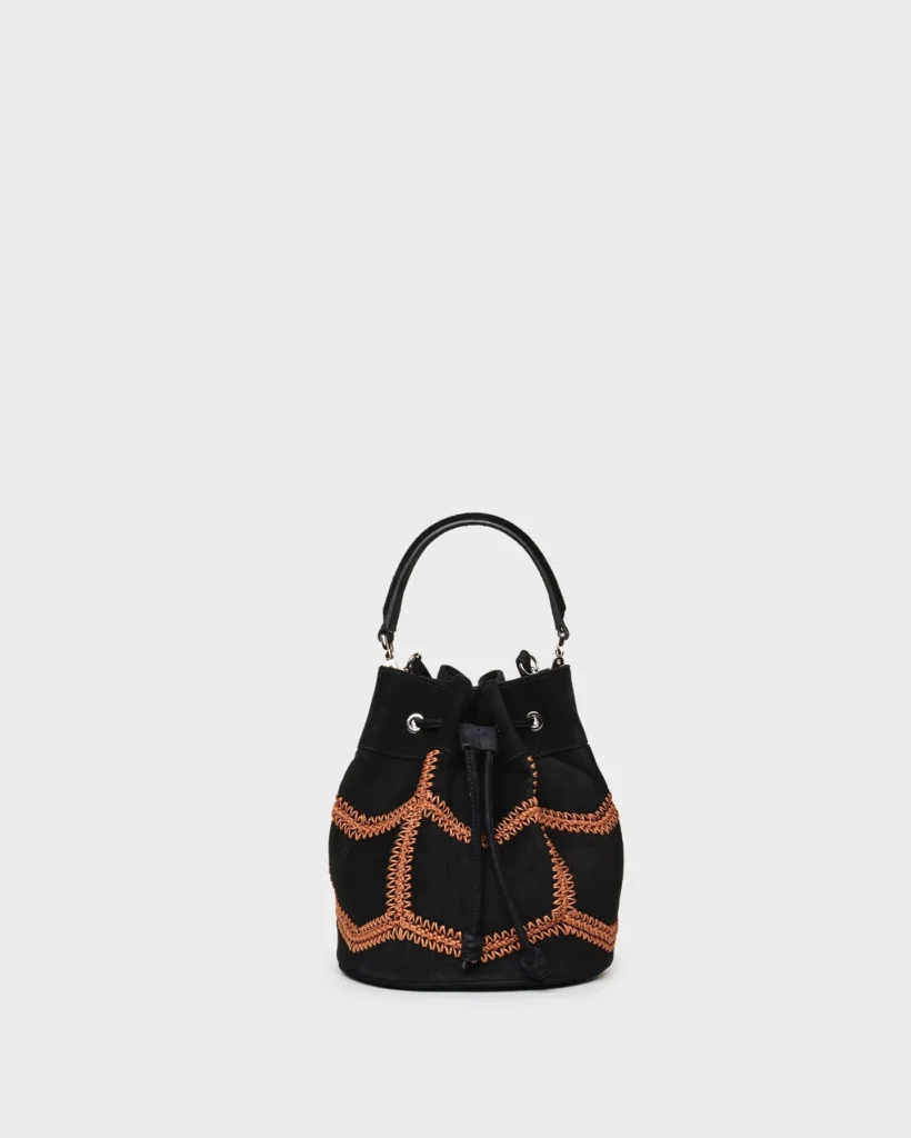 marina raphael ESTELLA IN BLACK CROCHET SUEDE