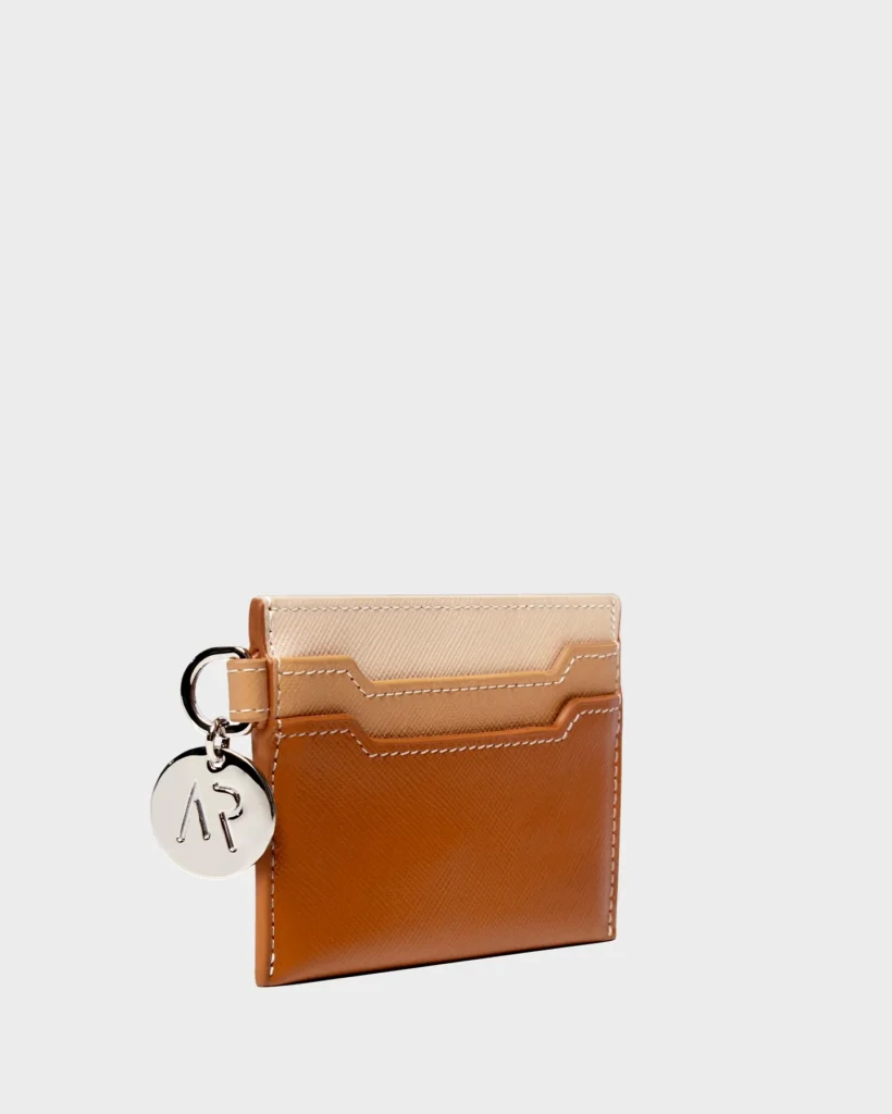 Marina Raphael Leather Cardholder In Caramel