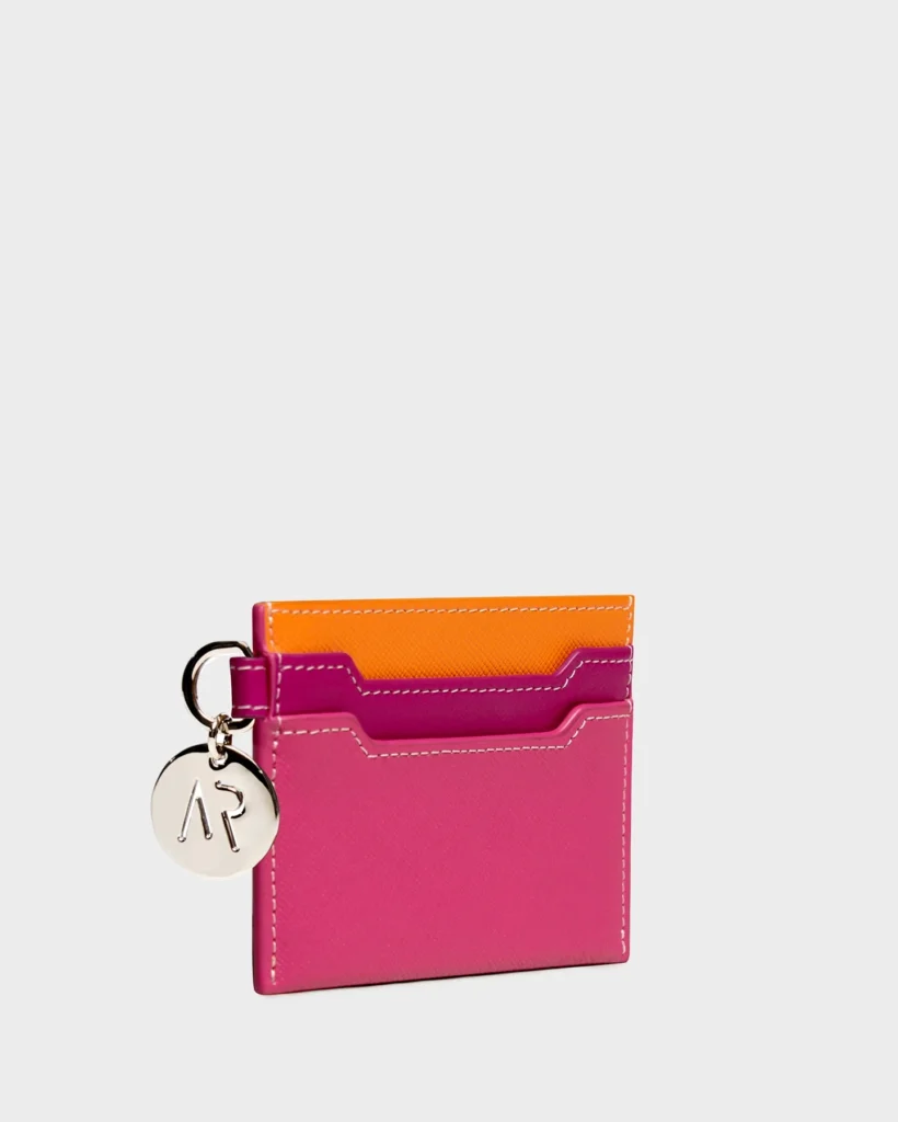 Marina Raphael Leather Cardholder In Pink