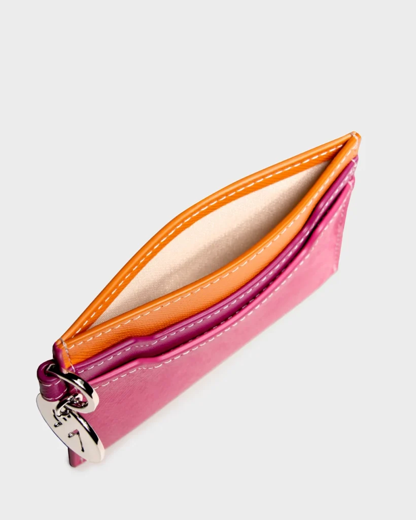 Marina Raphael Leather Cardholder In Pink
