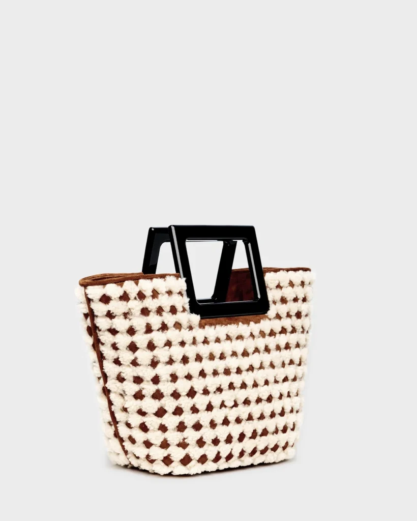 Marina Raphael MINI RIVIERA IN IVORY WOVEN SHEARLING