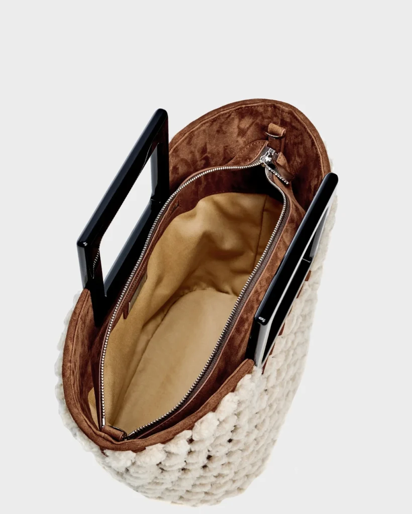 Marina Raphael MINI RIVIERA IN IVORY WOVEN SHEARLING