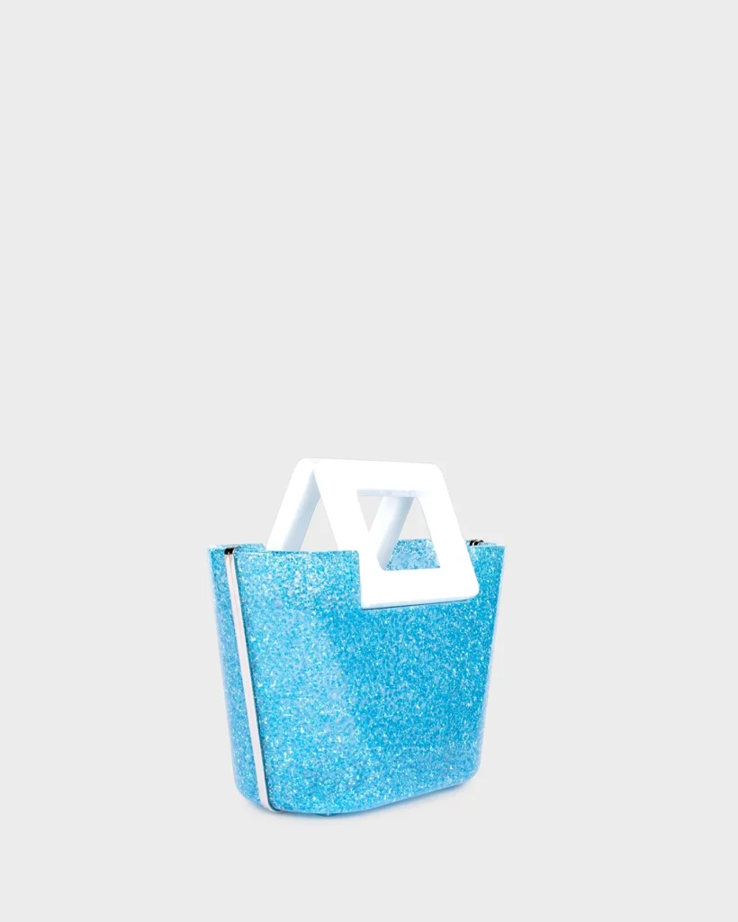 Marina Raphael RIVIERA PLEXI CLUTCH IN BLUE CRYSTAL