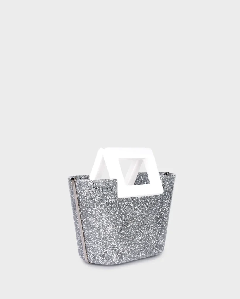 Marina Raphael RIVIERA PLEXI CLUTCH IN SILVER CRYSTAL