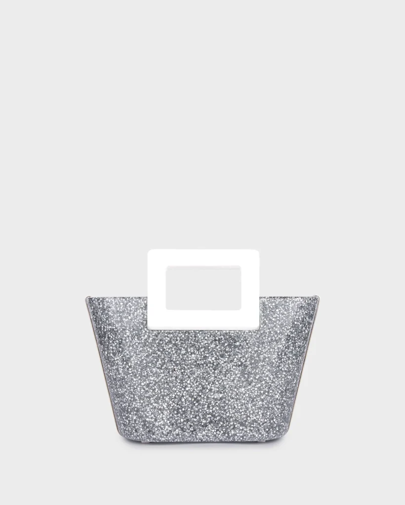 marina raphael RIVIERA PLEXI CLUTCH IN SILVER CRYSTAL