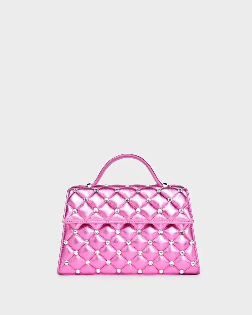 marina raphael STELLA IN PINK QUILTED NAPA AND CRYSTAL