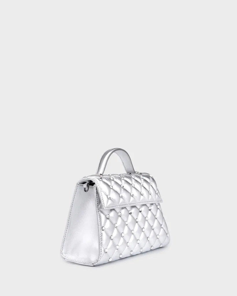 Marina Raphael STELLA IN SILVER QUILTED NAPA AND CRYSTAL