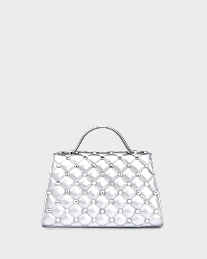 Marina Raphael STELLA IN SILVER QUILTED NAPA AND CRYSTAL
