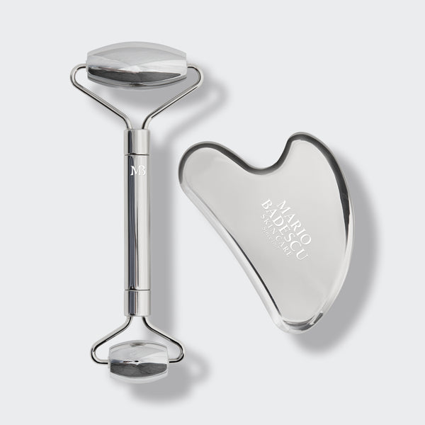 Mario Badescu Stainless Steel Facial Roller + Gua Sha Set