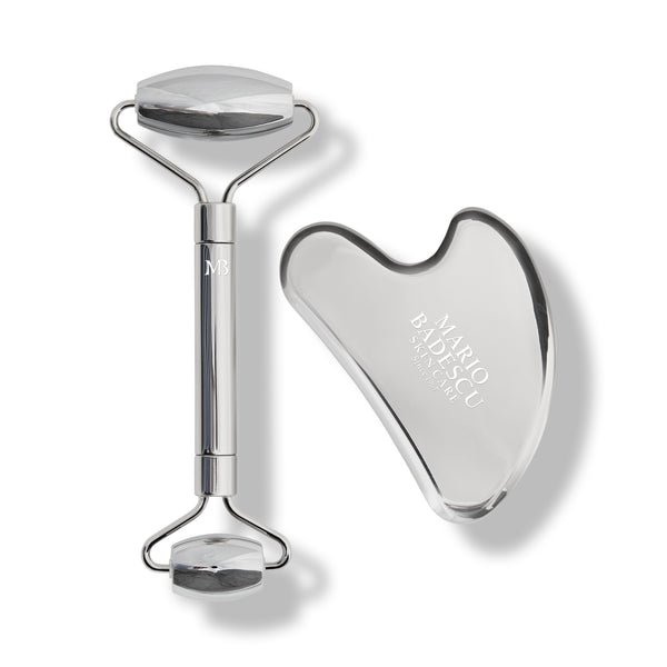mario badescu Stainless Steel Facial Roller + Gua Sha Set