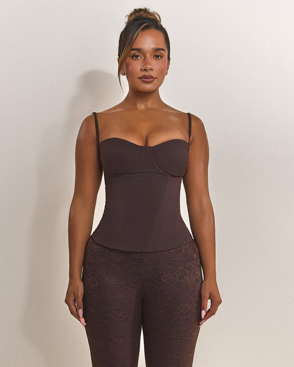 mars the label Fuller Bust - The Everly Corset in Brown