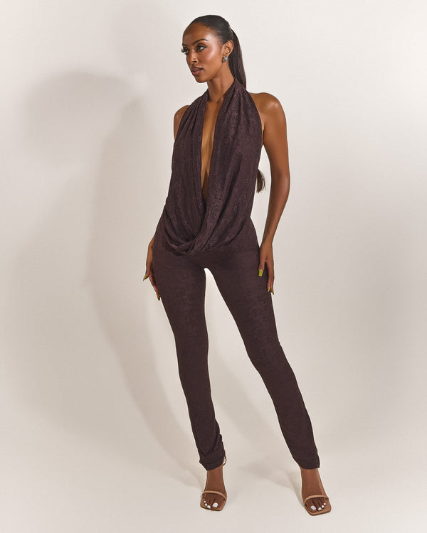 Mars The Label Leia Top In Brown Lace