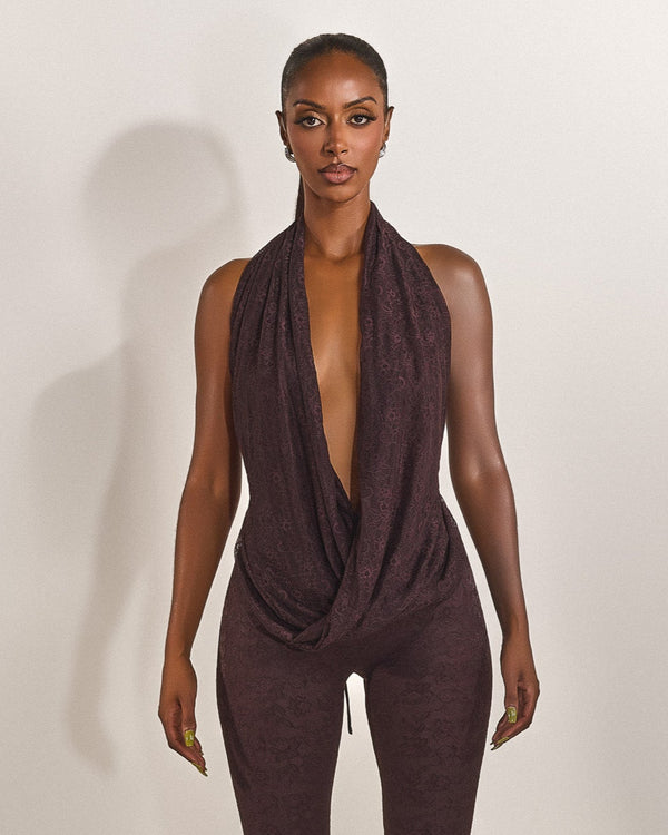 mars the label Leia Top in Brown Lace