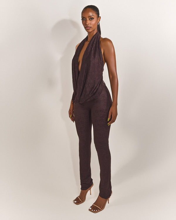 Mars The Label Leia Trousers In Brown Lace