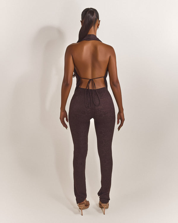 Mars The Label Leia Trousers In Brown Lace