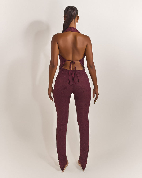 Mars The Label Leia Trousers In Plum Lace