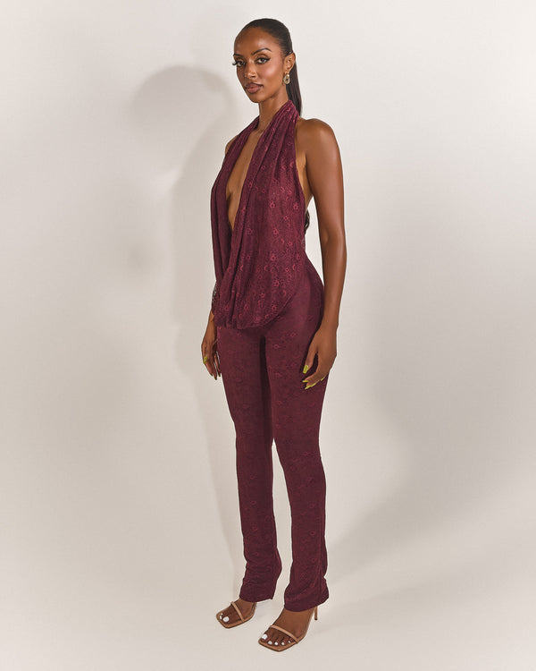 Mars The Label Leia Trousers In Plum Lace