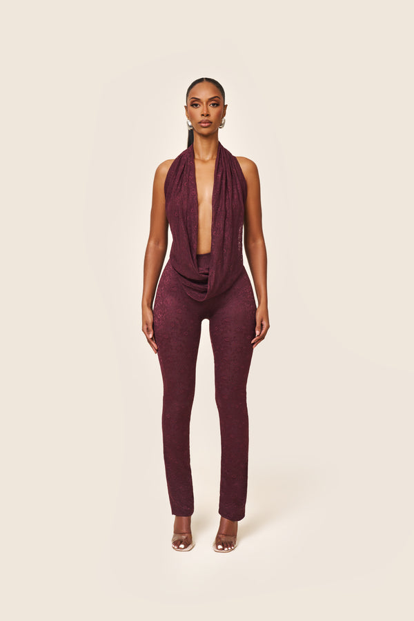 Mars The Label Leia Trousers In Plum Lace