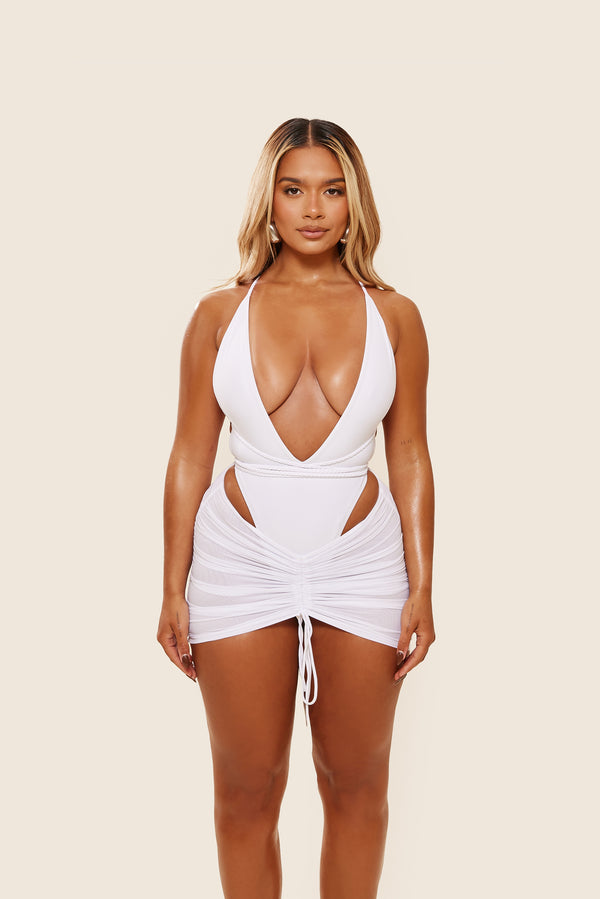 Mars The Label Mesh Cover Up Skirt In White