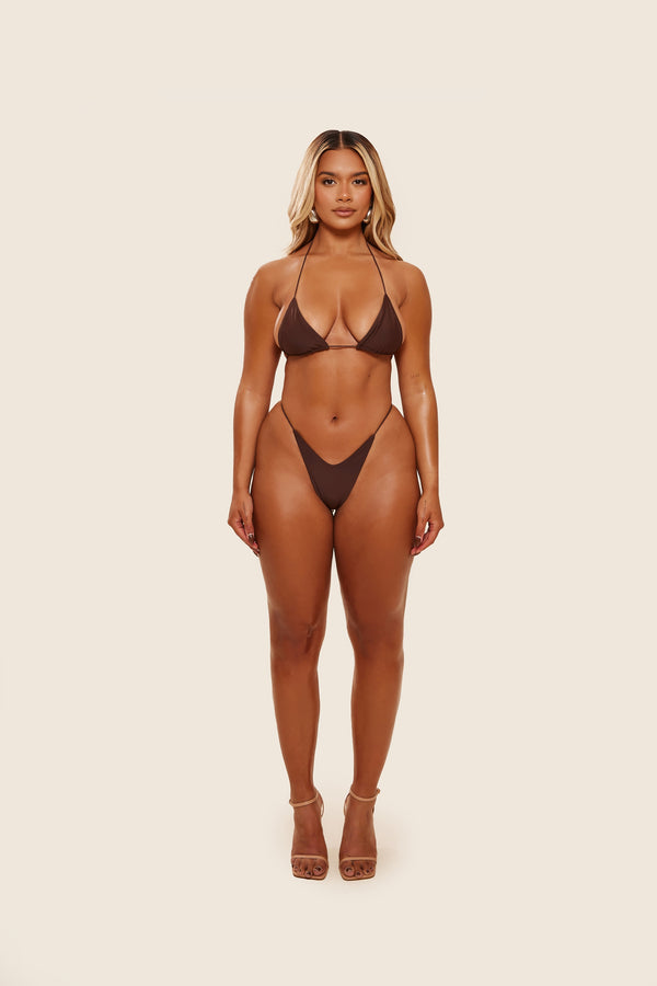 Mars The Label Teeny Bikini & Headband In Brown