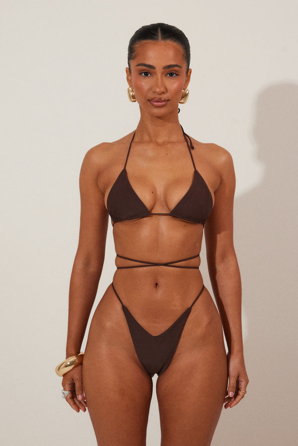 Mars The Label Teeny Bikini & Headband In Brown