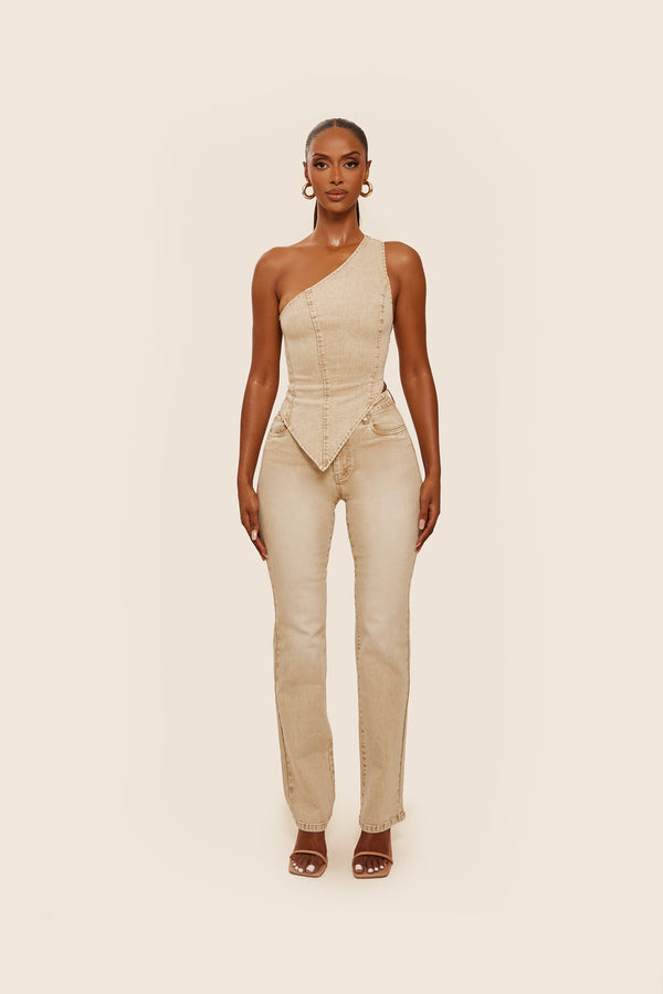 Mars The Label The Cindy Top In Brown Wash