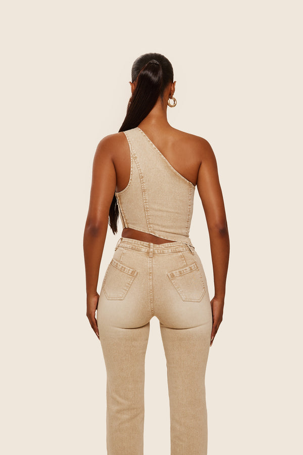 Mars The Label The Cindy Top In Brown Wash