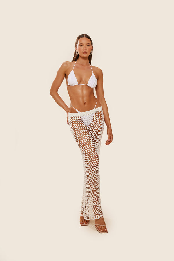 Mars The Label The Crochet Maxi Cover Up In White