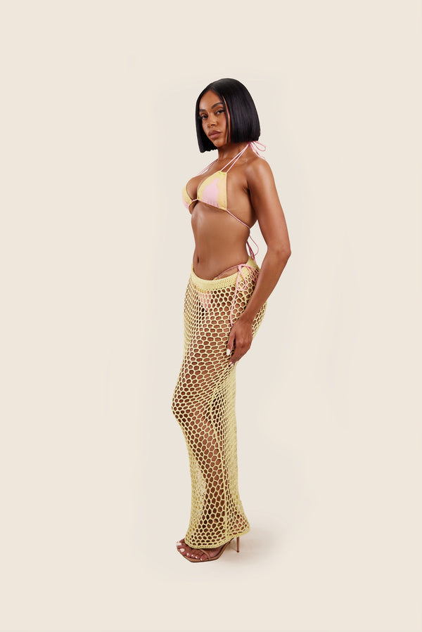 Mars The Label The Crochet Maxi Cover Up In Yellow