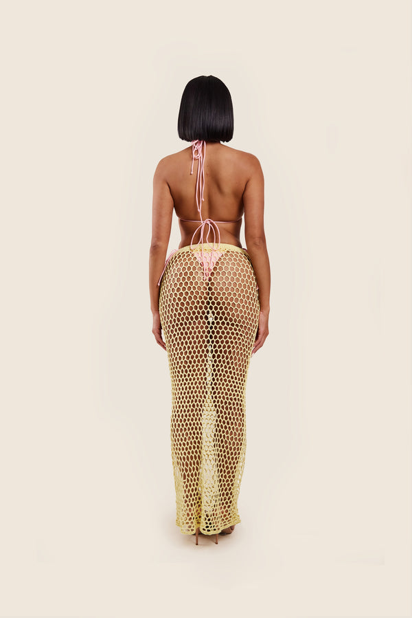 Mars The Label The Crochet Maxi Cover Up In Yellow