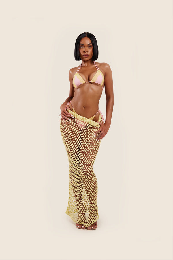 Mars The Label The Crochet Maxi Cover Up In Yellow