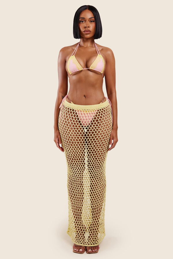 mars the label The Crochet Maxi Cover Up in Yellow