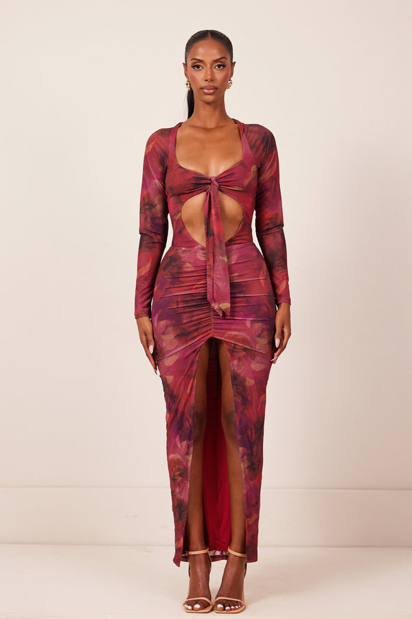 mars the label The Delilah Maxi in Red Print