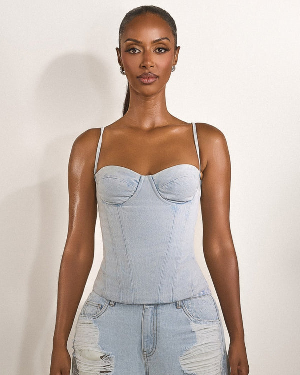 mars the label The Everly Corset in Denim