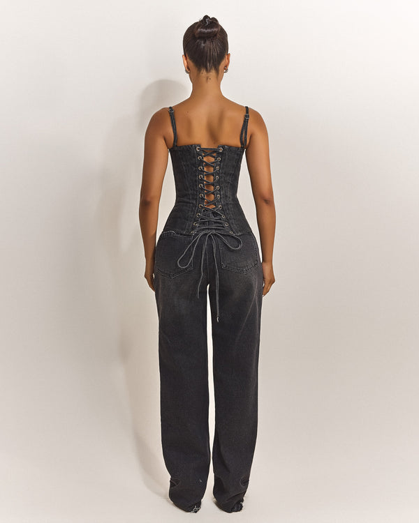 Mars The Label The Everly Corset In Grey Denim