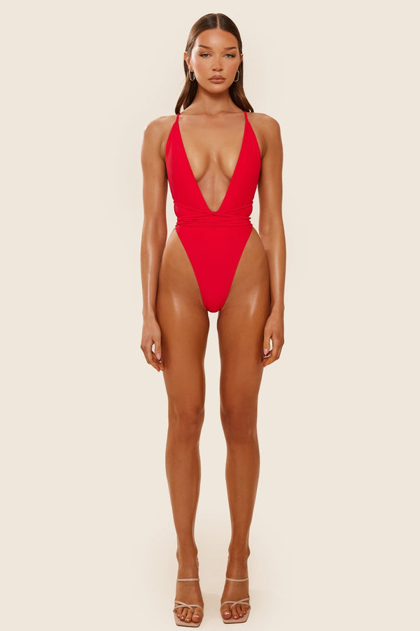 mars the label The Fishtail Swim in Red