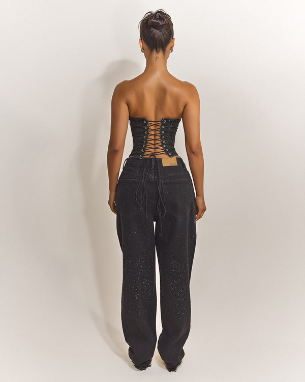 Mars The Label The Kai Rhinestone Jeans In Black