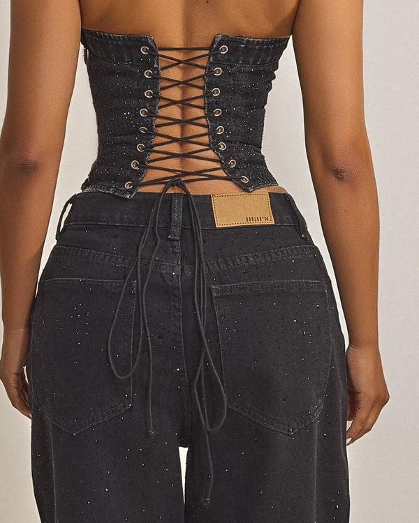 Mars The Label The Kai Rhinestone Jeans In Black