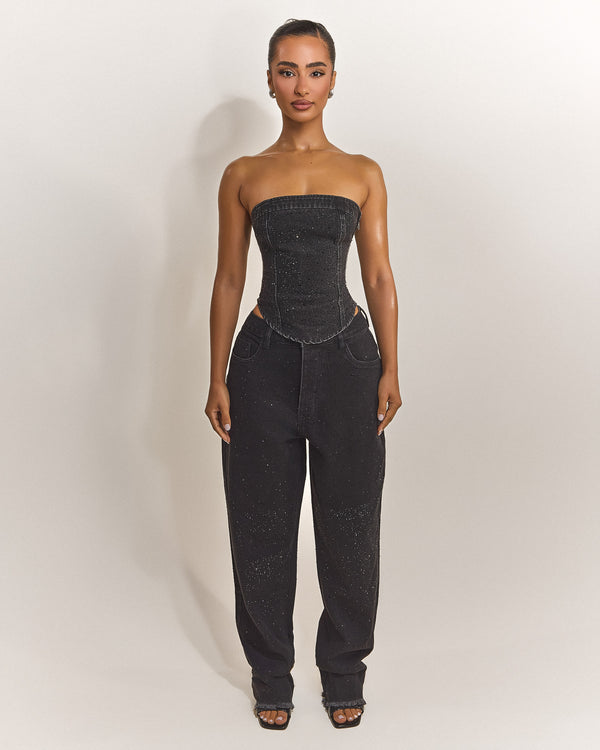 mars the label The Kai Rhinestone Jeans in Black