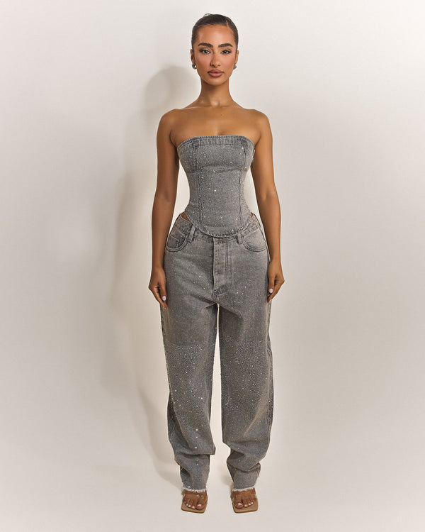 mars the label The Kai Rhinestone Jeans in Grey