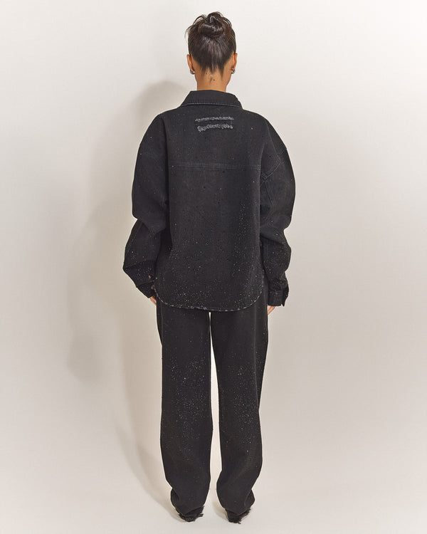 Mars The Label The Kai Rhinestone Shirt In Black